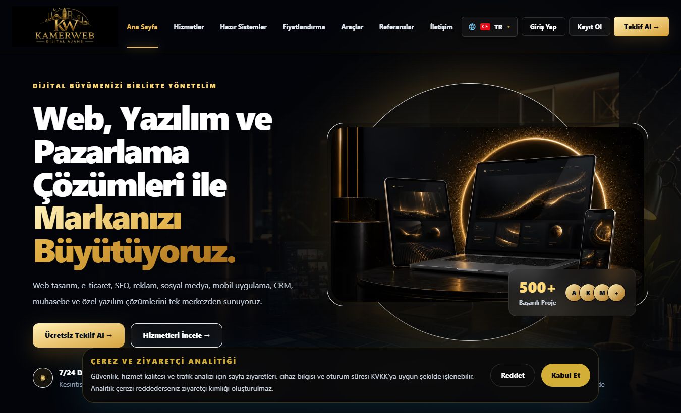 Kamer Web web site ekran görüntüsü